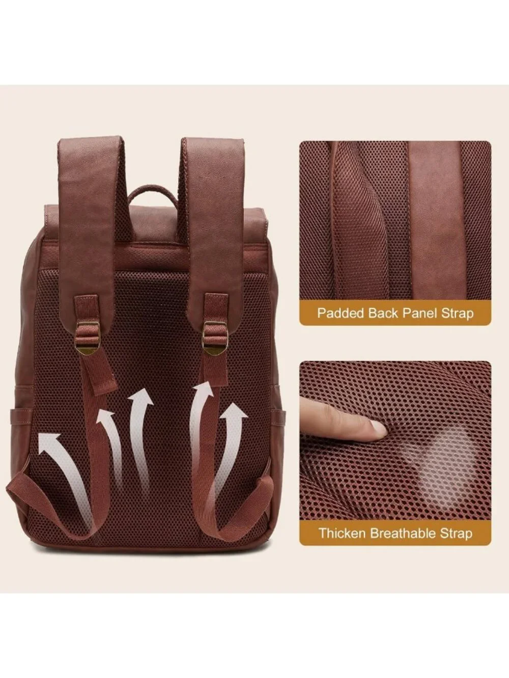 Vintage Waterproof Leather Backpack for Men & Women, 15.6